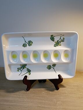 Vintage Rare Shafford Deviled Egg Celery Hand painted Tray 1950s